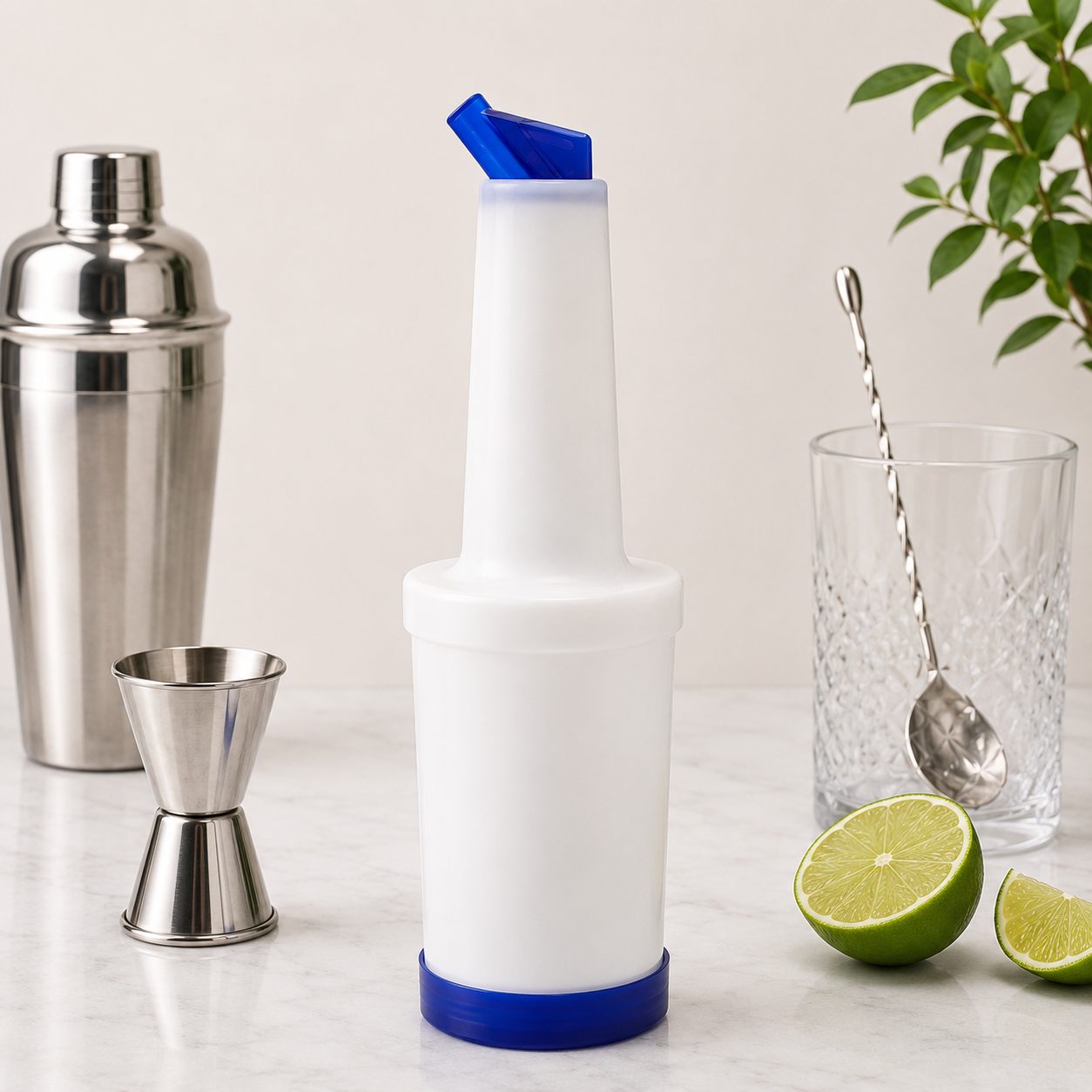 CAJA DE 24 CONTENEDORES/VERTEDORES DE JUGOS PARA BAR 1 L, PLÁSTICO, COLOR AZUL, ENVIO GRATIS