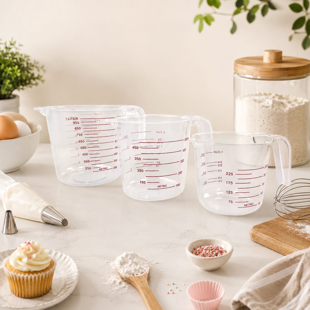 CAJA 36 PIEZAS JGO3 DE TAZAS MEDIDORAS 1000,500,250ML, ENVIO GRATIS