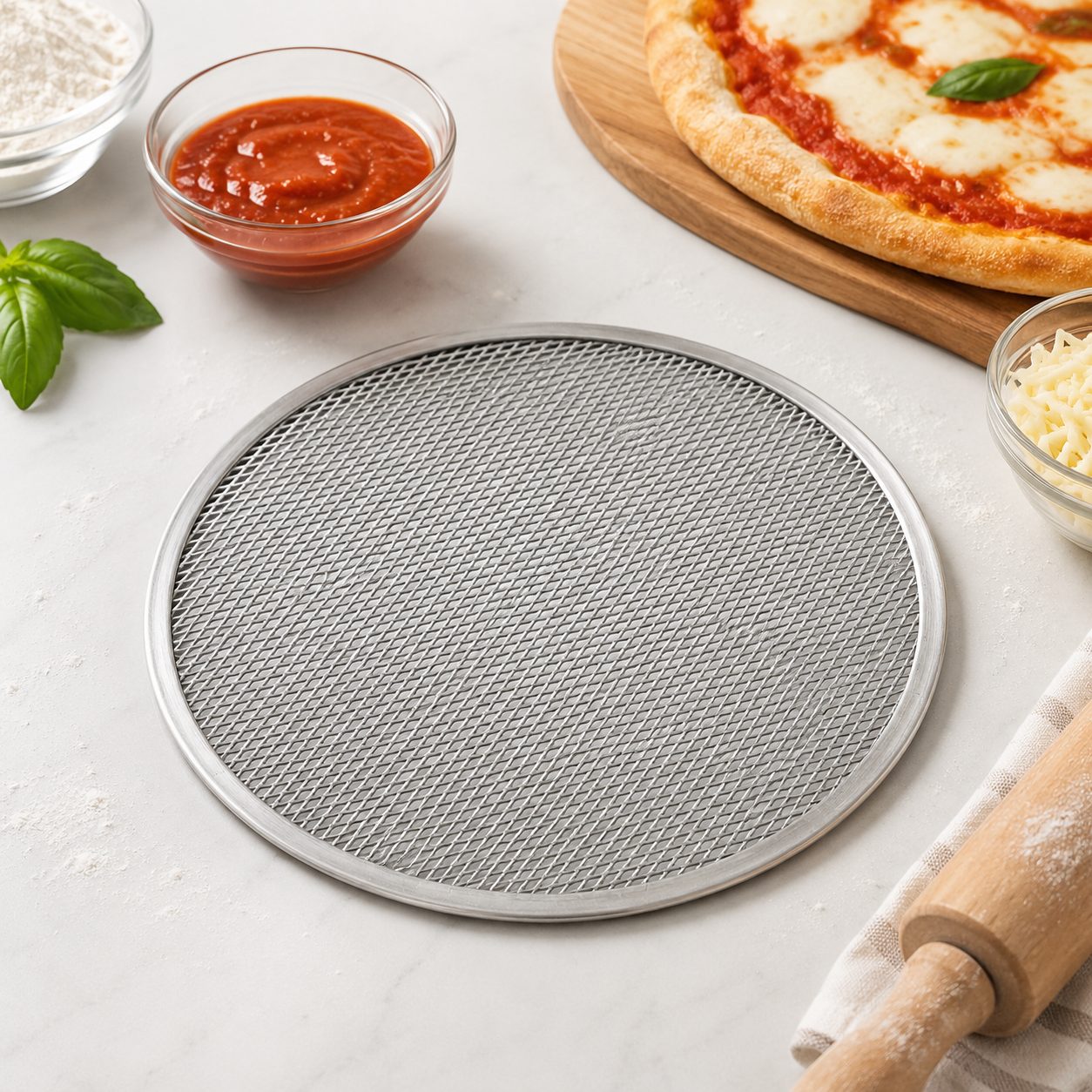 CAJA DE 24 MALLA PARA PIZZA 14" 35CM ALUMINIO