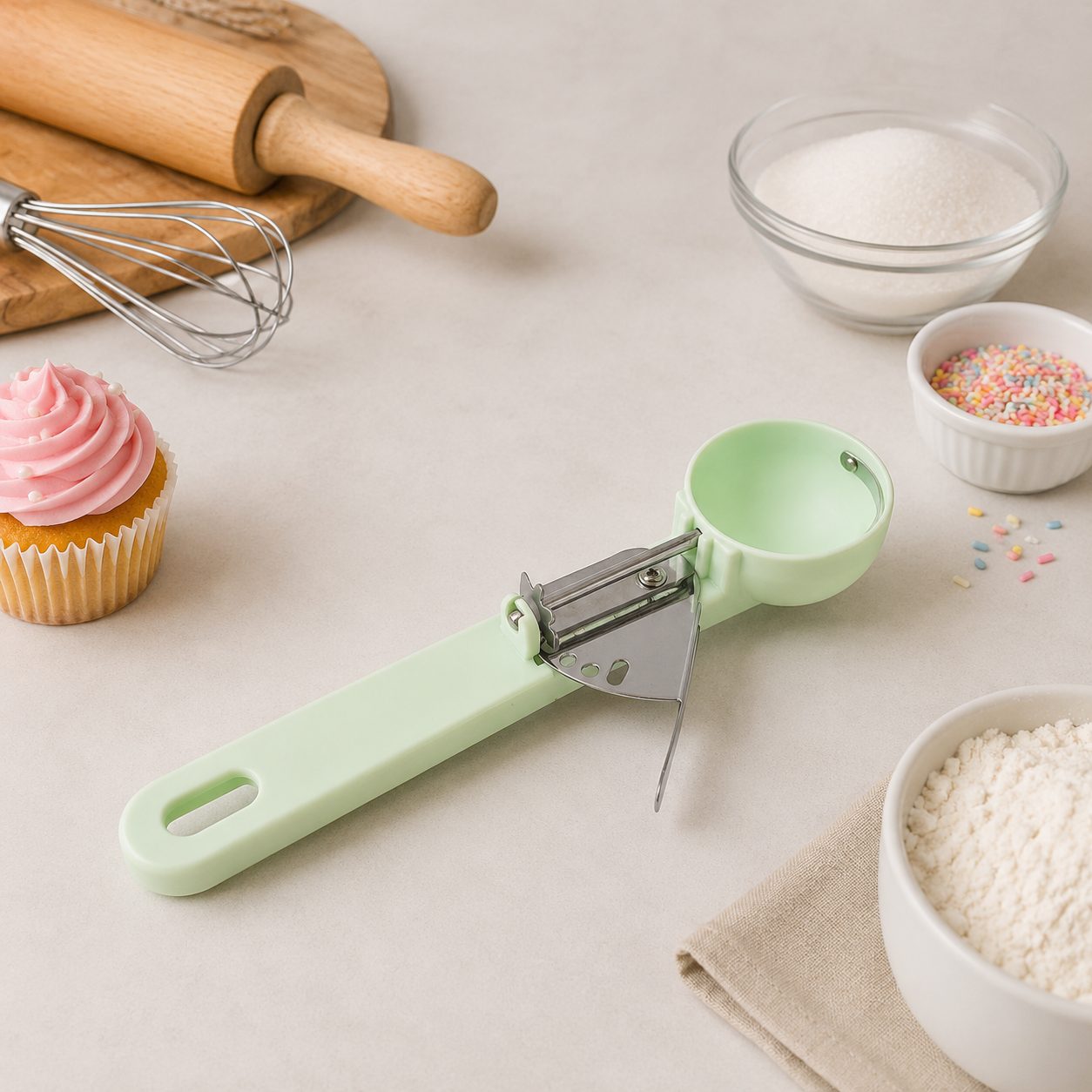 CAJA DE 50 DESPACHADORES DE HELADO 7.8" PLASTICO BLANCO, ENVIO GRATIS