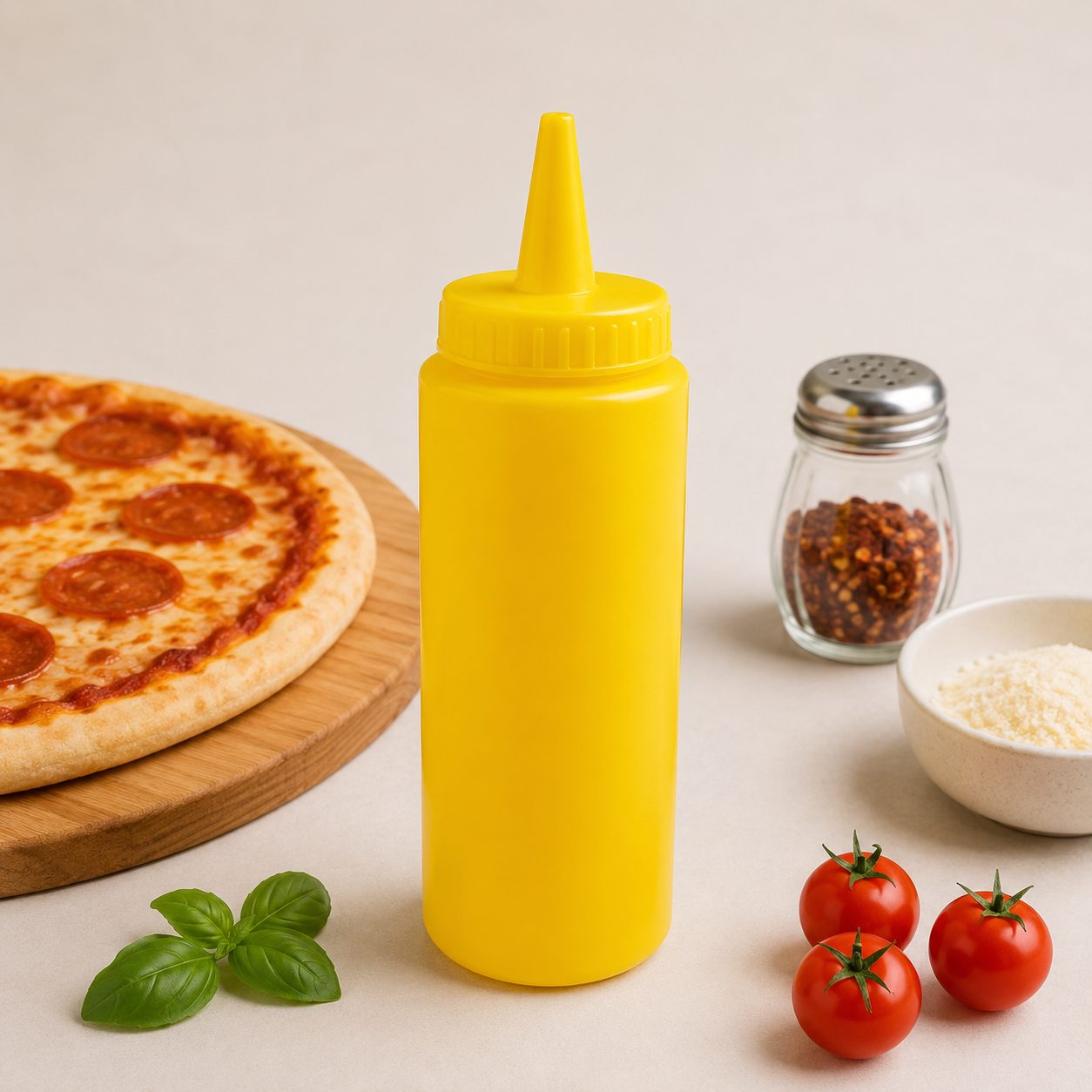 CAJA DE 120 BOTELLA DISPENSADORA 8OZ PLAST. AMARILLO, ENVIO GRATIS