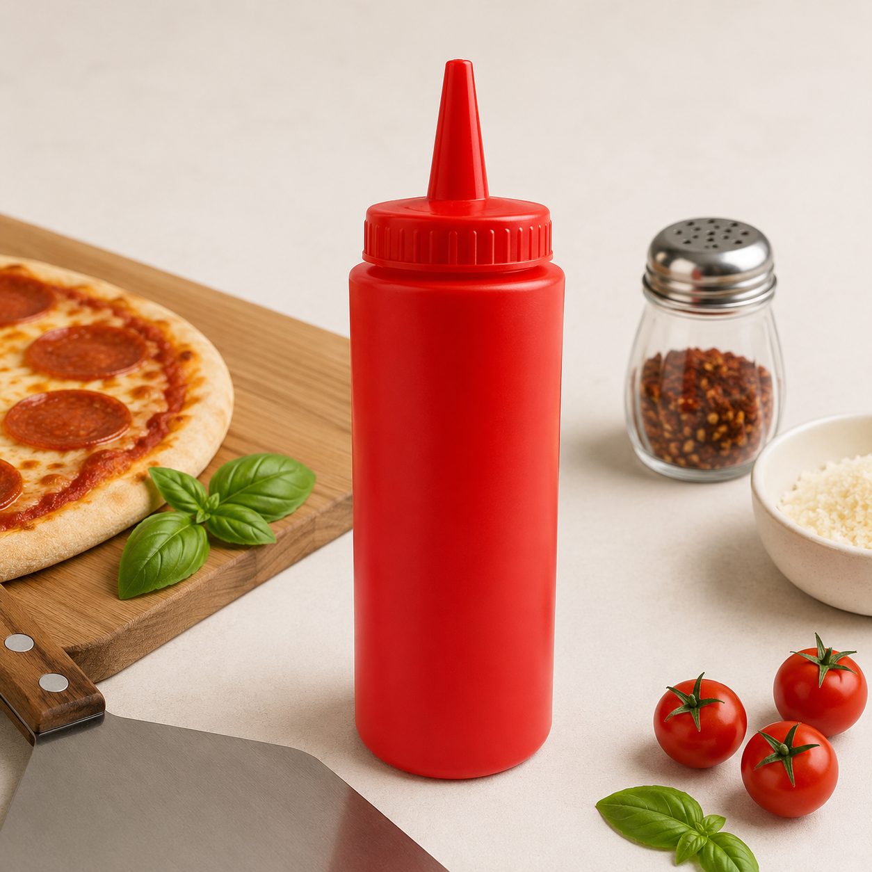 CAJA DE 120 BOTELLAS DISPENSADORAS 8OZ PLAST. ROJO, ENVIO GRATIS