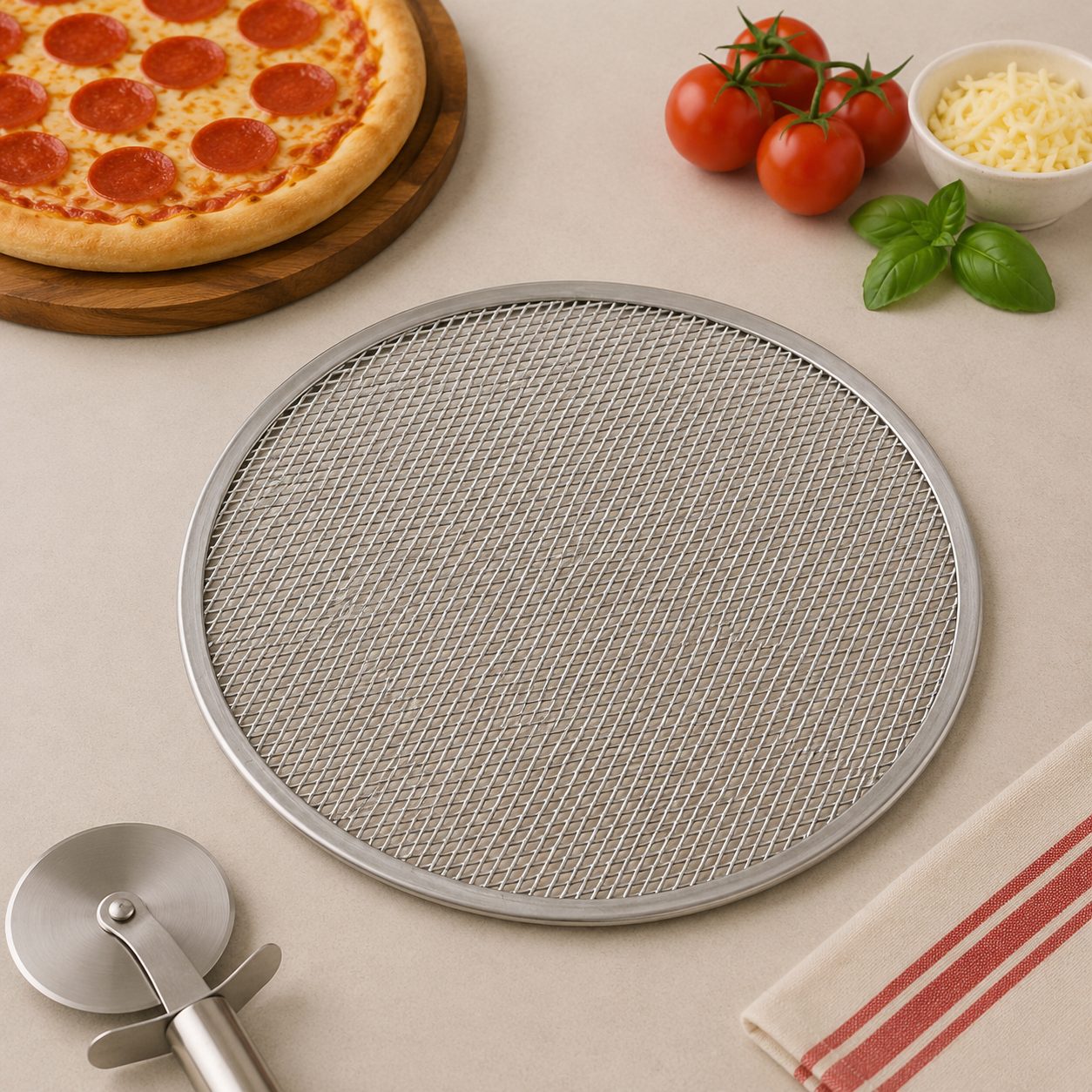 CAJA 24 MALLAS PARA PIZZA 15" 37CM ALUMINIO, ENVIO GRATIS