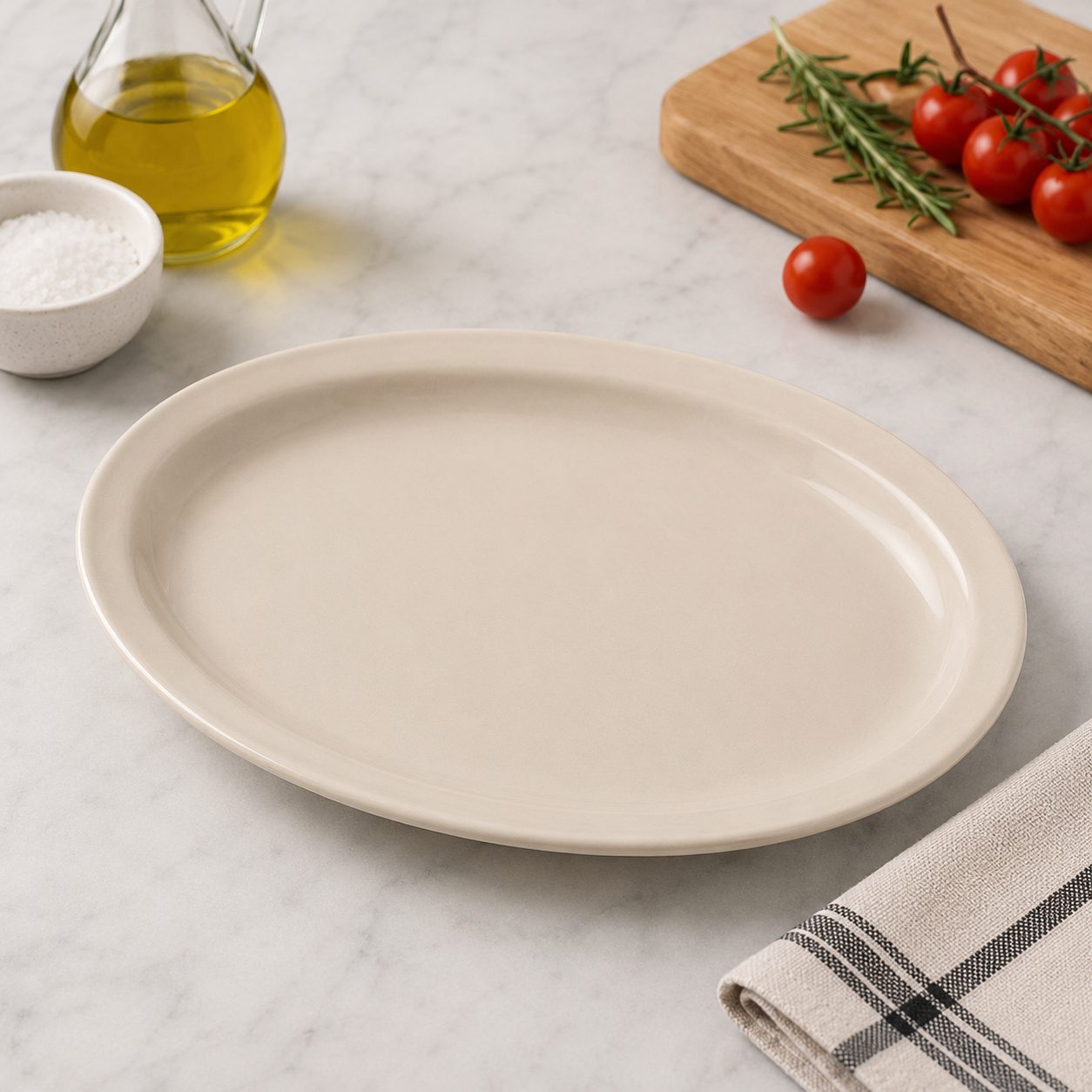CAJA DE 48 PLATOS OVALADOS 11.5" INST. BEIGE, ENVIO GRATIS