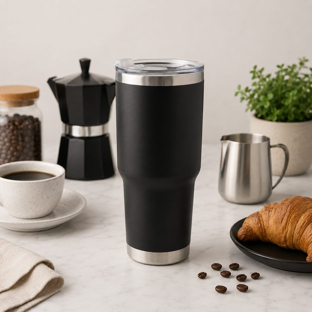 CAJA DE 25 VASOS TERMO 30OZ 20x9.8CM AC.INOX. NEGRO, ENVIO GRATIS